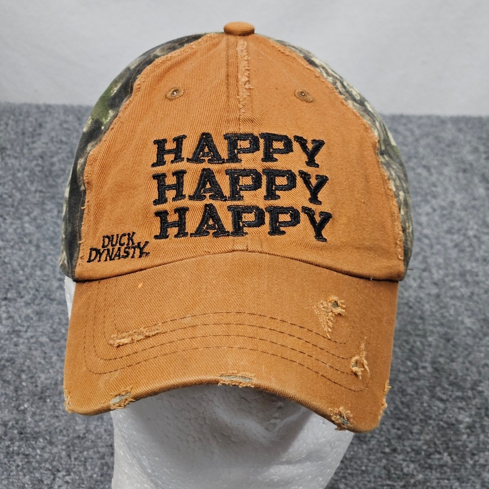 Duck Dynasty‎ Hat Burnt Orange Camo Happy Happy Happy Distressed Cap
